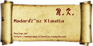 Madarász Klaudia névjegykártya
